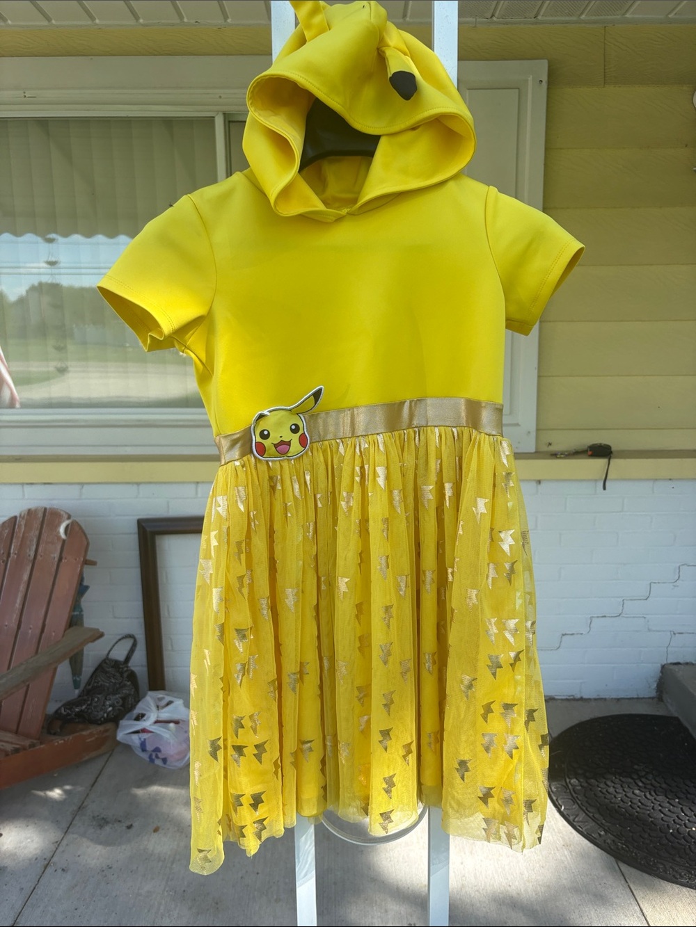 Pokemon Yellow Pikachu Hooded Party Dress with Gold Accents